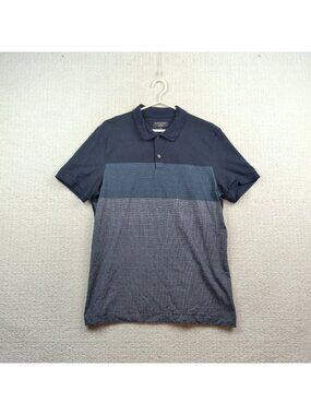 Banana Republic Polo Shirt Mens Sz L Dark Blue Color Block Dress Polo Preppy